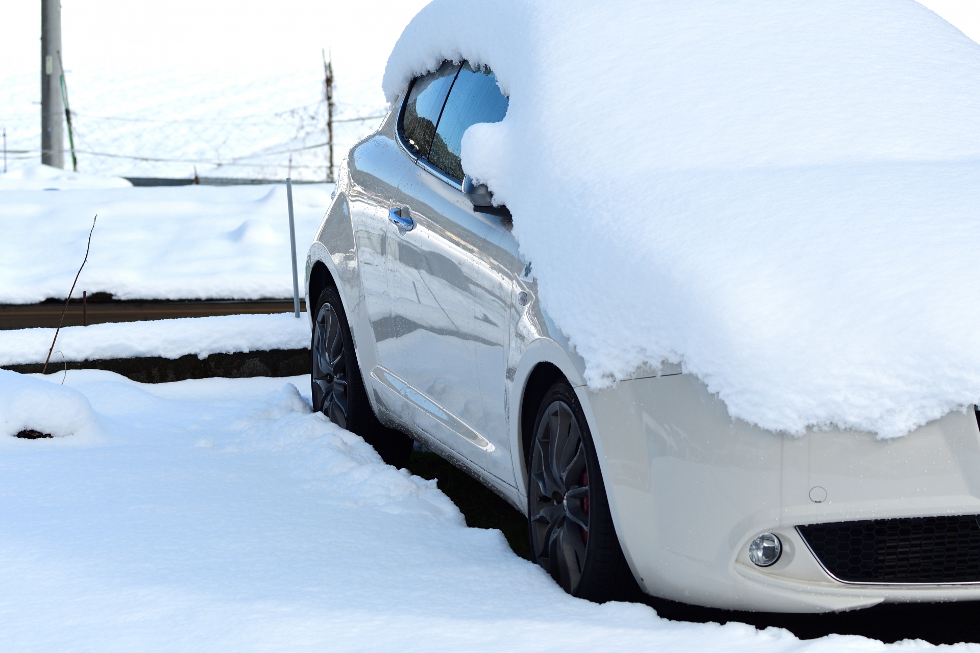 雪に埋もれた自動車